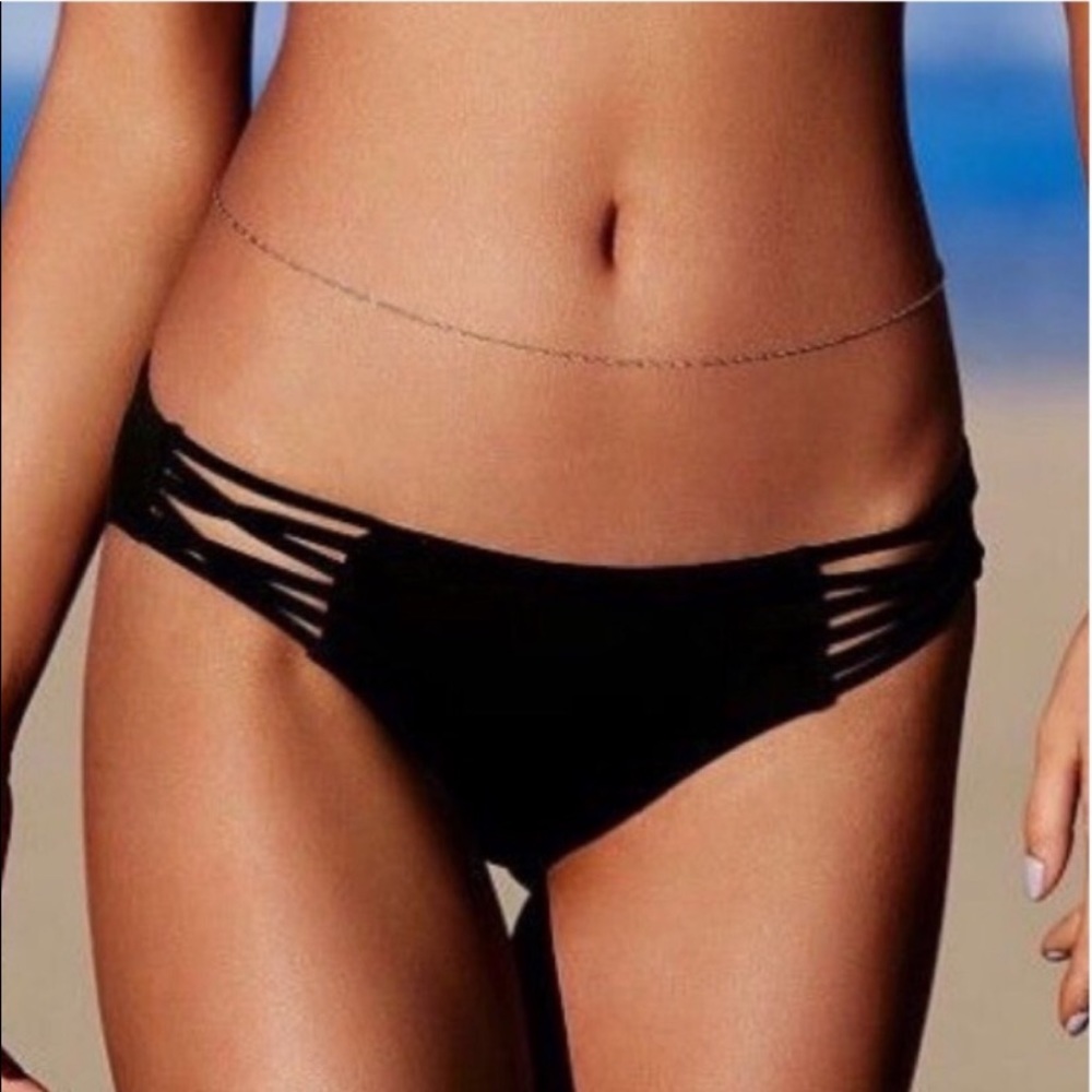 VS PINK Black Cage Caged Strappy Triangle Low Rise Bikini - Picture 5 of 14